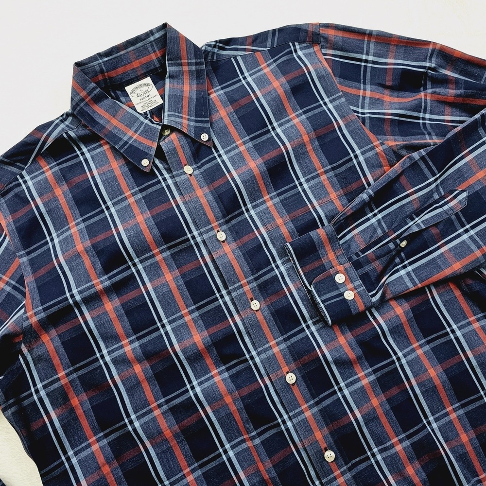 Brooks Brothers‎ 1818 Regent Fit Plaid Mens Large Blue Red Preppy Classic